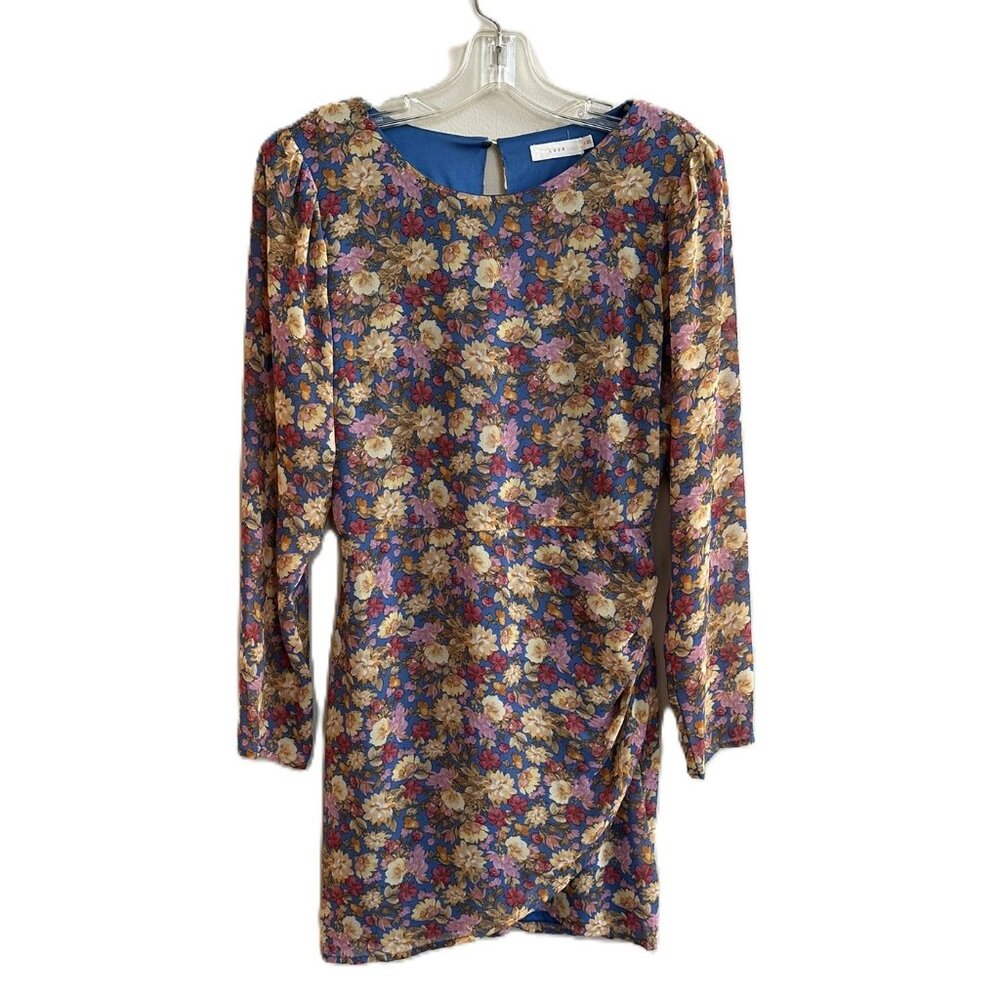 Lush Long Sleeve Floral Dress size Medium Mini Dress Shoulder Pads